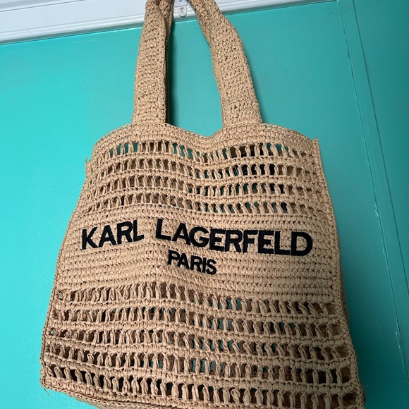 Karl Lagerfeld Tan Woven Tote Bag - Picture 1 of 2